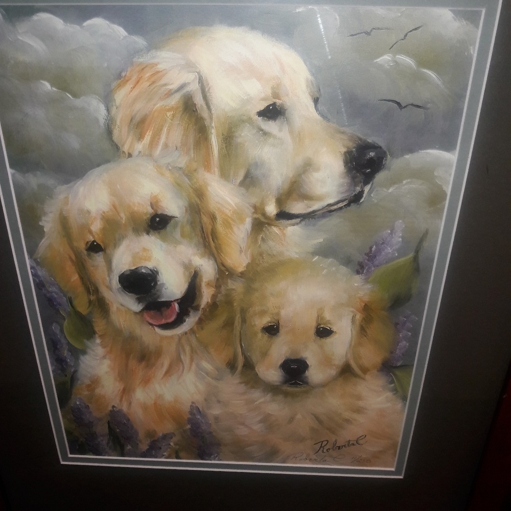 Golden Retriever family dog art original by Robert